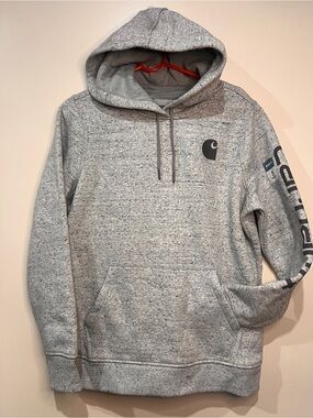 Carhartt Womens M Relaxed Fit Midweight Logo Sleeve Pullover Hoodie Gray NWT